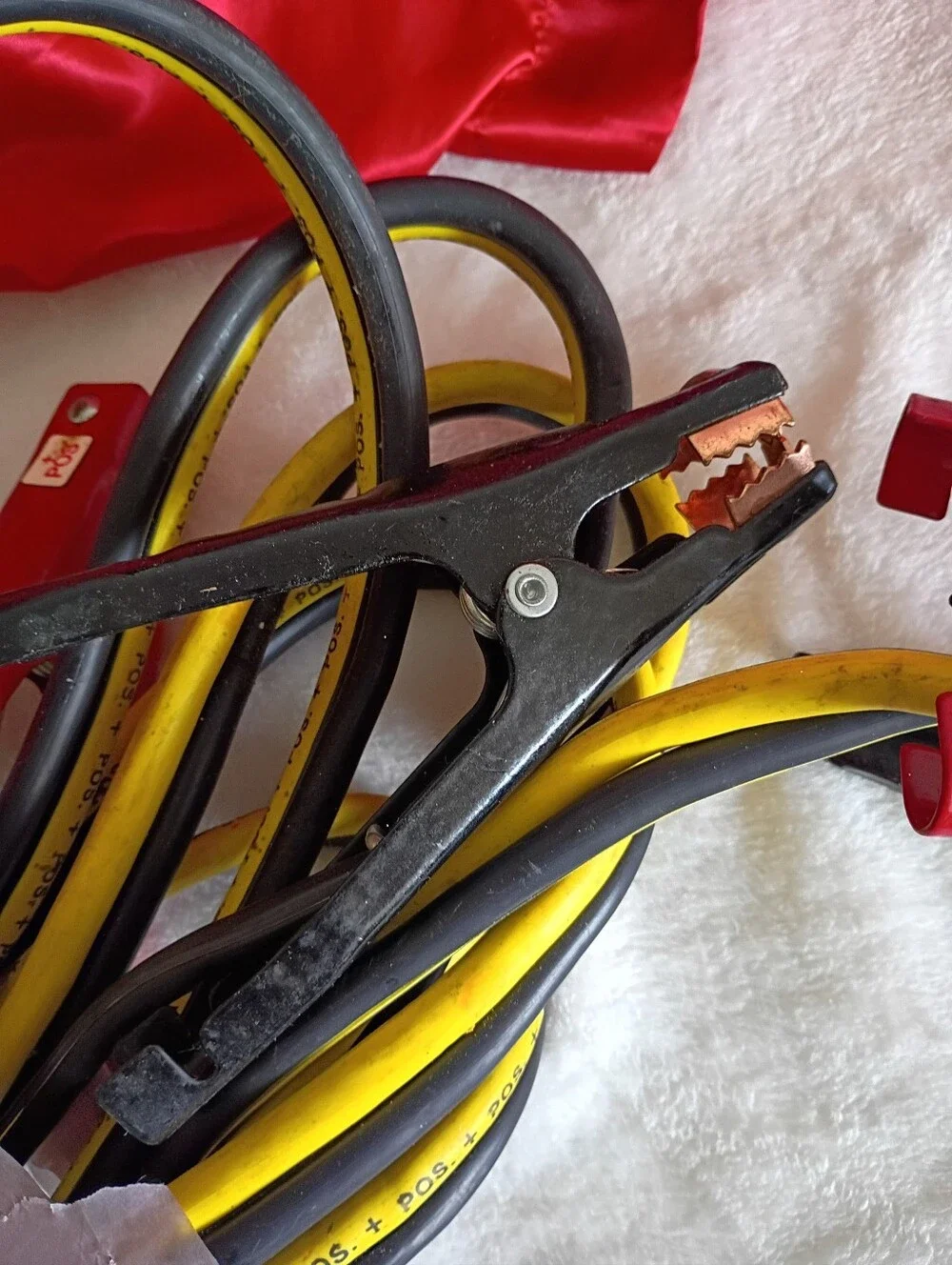 Universal Red and Black Jump Start Battery Cables with Yellow Insulated Leads